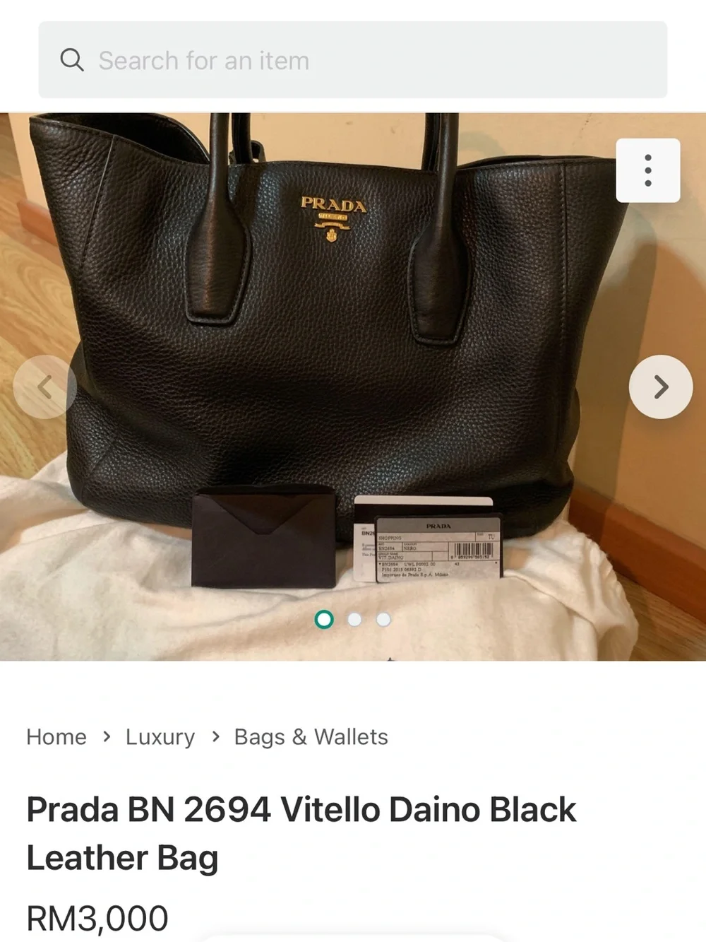 Prada Navy Blue Pebbled Leather Tote with Shoulder Strap